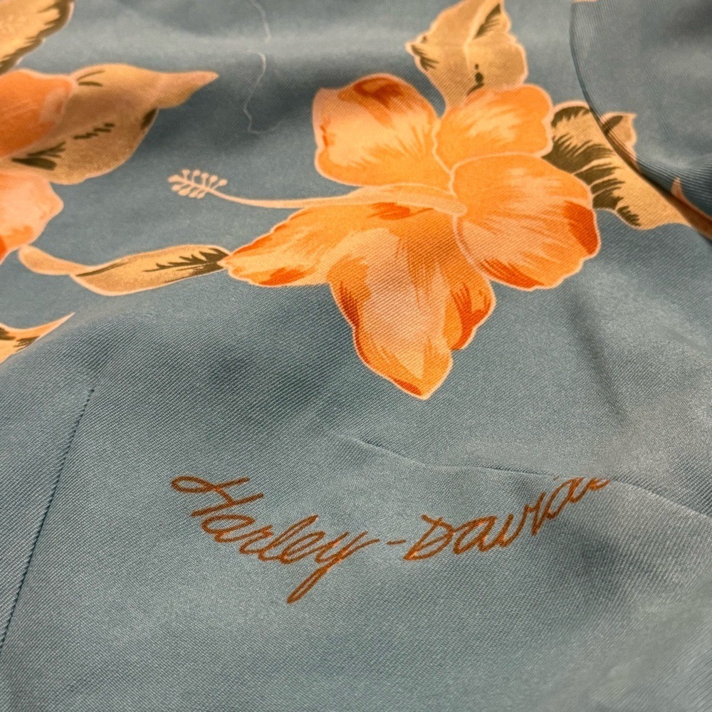 Harley-Davidson Tori Richard Silk Floral Hibiscus Camp Shirt Womens M - Picture 4 of 5